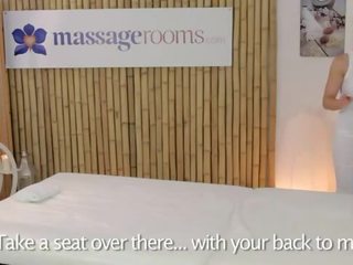 Excellent masseuse oils and fucks member on massage table