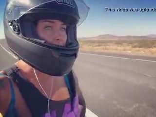 Felicity feline motorcycle femme fatale rijden aprilia in bh
